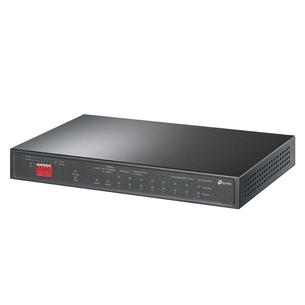 Switch de Rede TP-LINK TL-SG1210PP (Gigabit Ethernet - 20 Gbit/s - Preto)