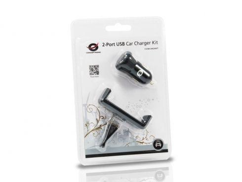 Carregador USB para Isqueiro CONCEPTRONIC CUSBCAR2AKIT (2 portas USB - Smartphones e tablets - Isqueiro do Veículo - Preto), miniatura 2