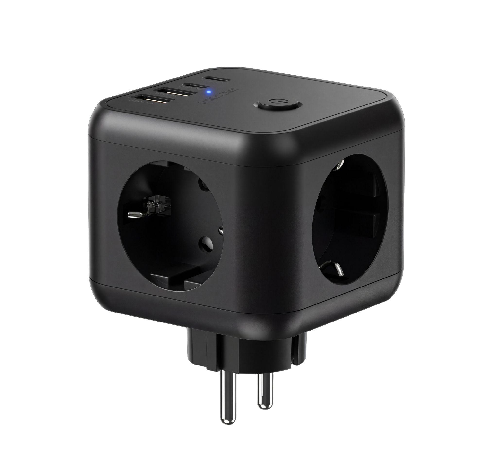 Carregador de Parede e Distribuidor de Energia MARS GAMING MDCUBE20 (Preto) — miniatura 3