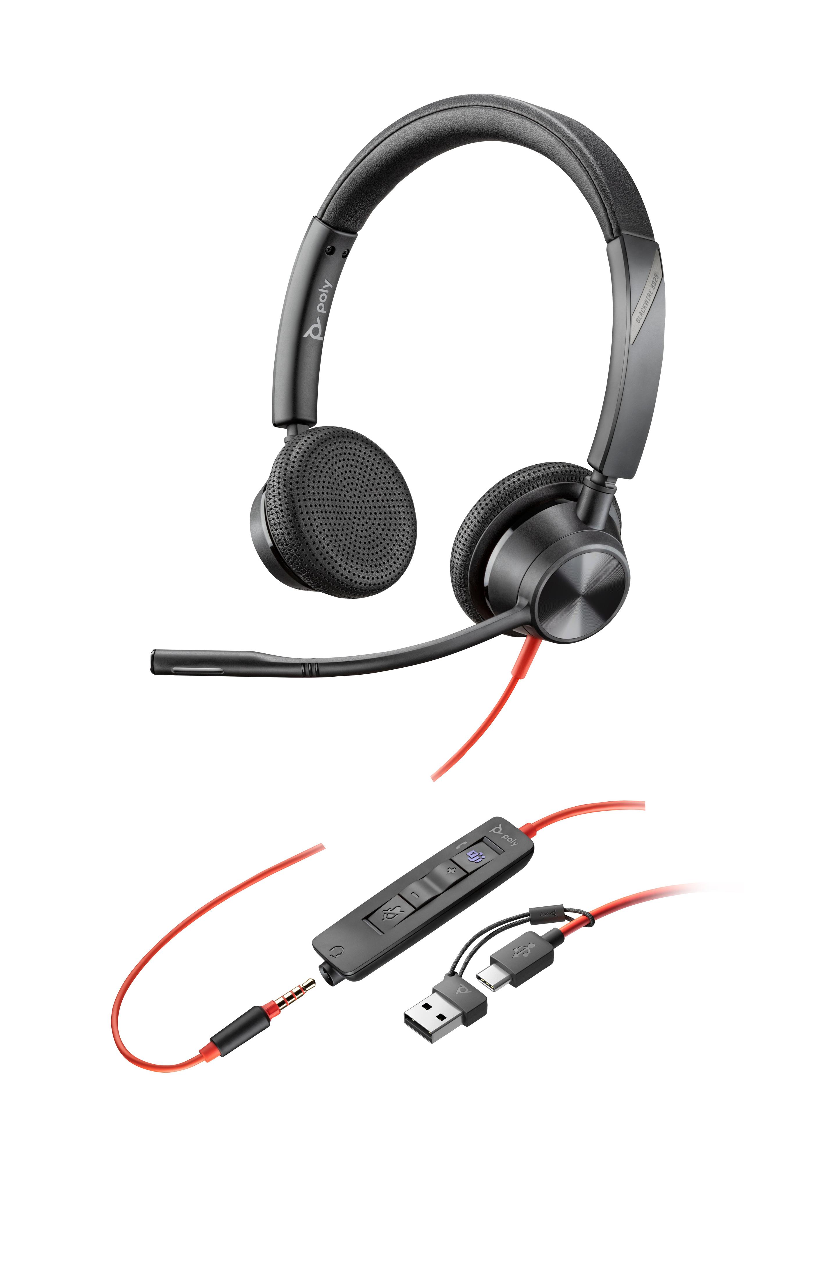 Headset de Call Center POLY Blackwire 3325 (Binaural - Com fios - Supra-aural - Preto) — miniatura 5