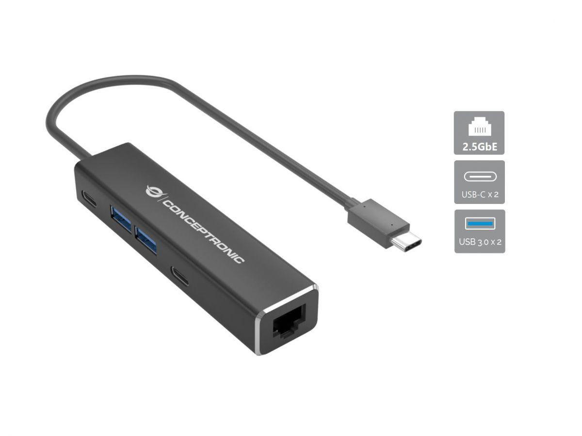 Hub USB-C CONCEPTRONIC ABBY14B (0,23 m - Cinzento) — miniatura 2