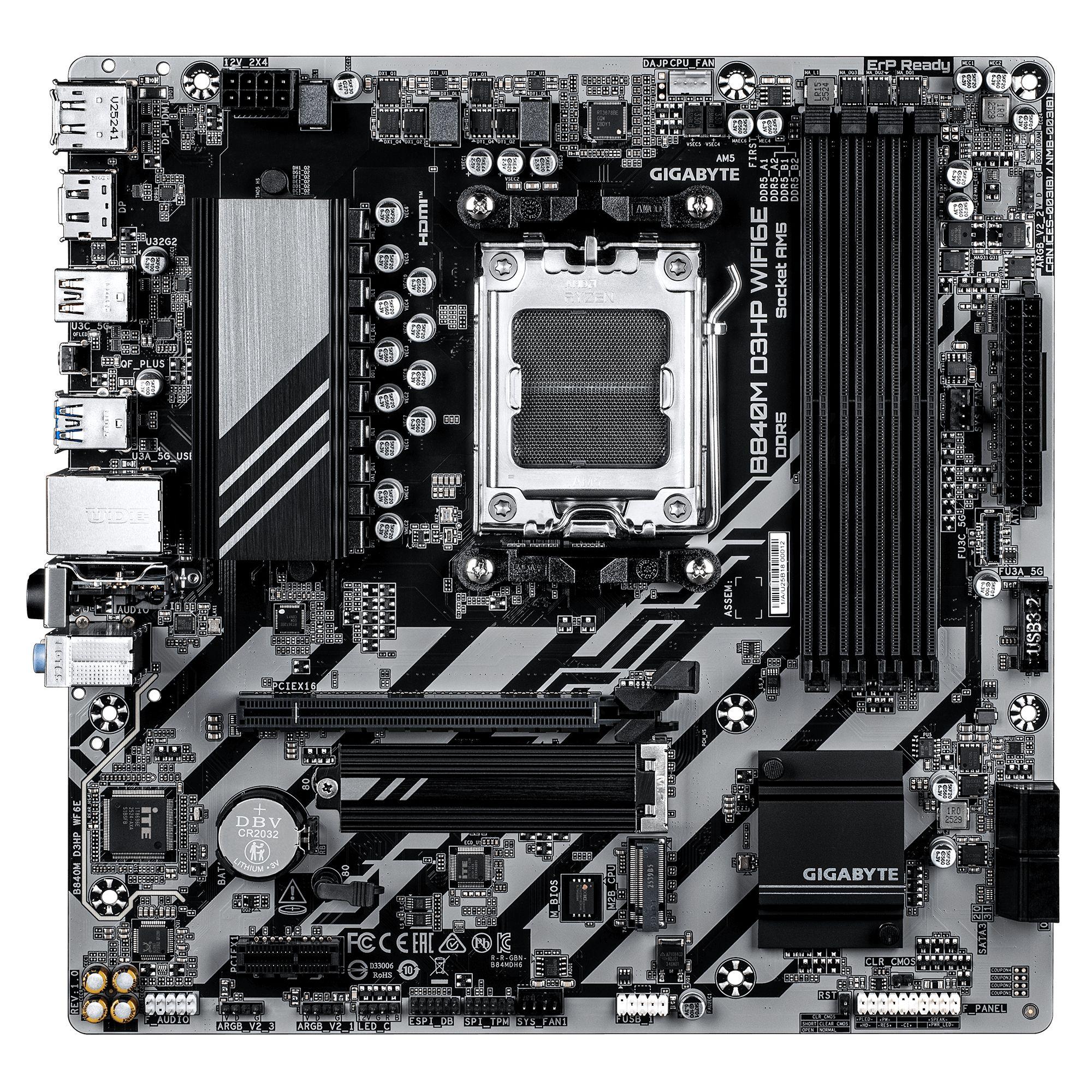 Motherboard GIGABYTE B840M D3HP WIFI6E (AM5 - Micro ATX - Duplo canal - Castanho escuro), miniatura 2