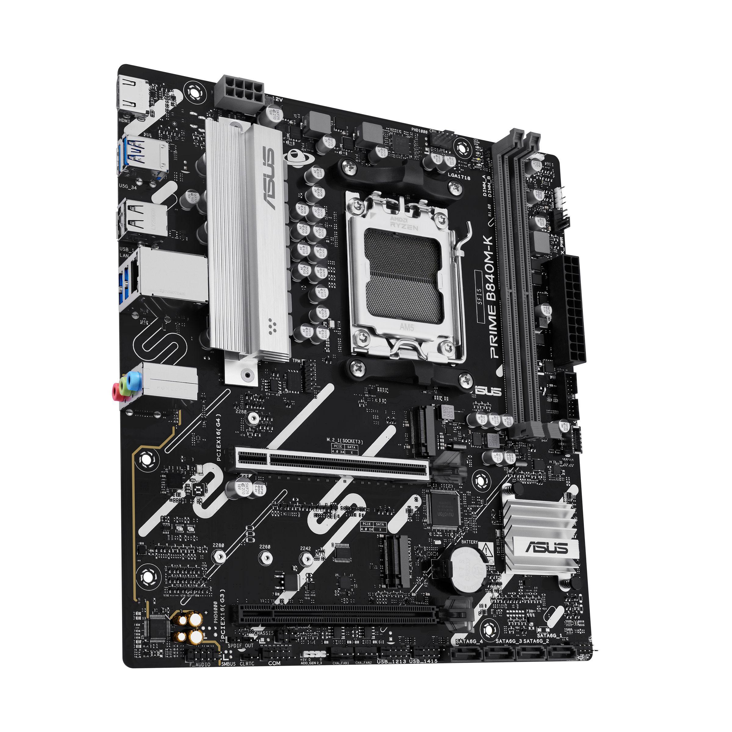 Motherboard ASUS Prime B840M-K (AM5 - micro-ATX - Duplo canal - Preto), miniatura 3