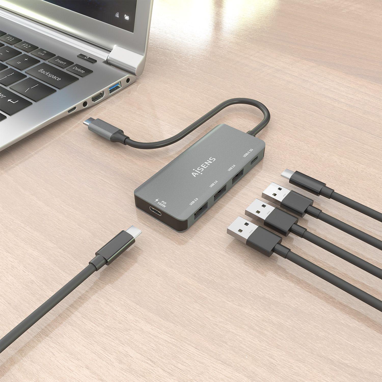 Hub USB-C AISENS A109-0945 (0,15 m - Cinzento), miniatura 5