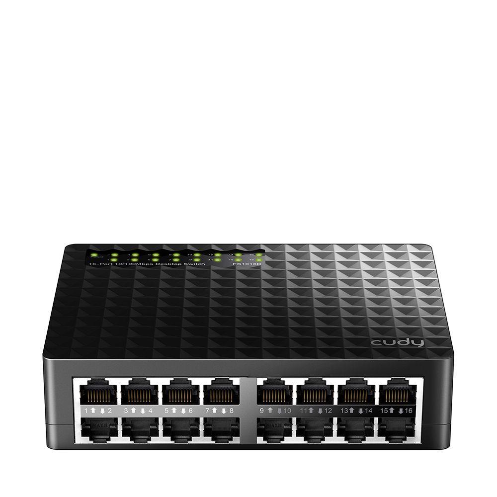 Switch de Rede CUDY FS1016D (Fast Ethernet - 1,6 Gbit/s - Prateado)