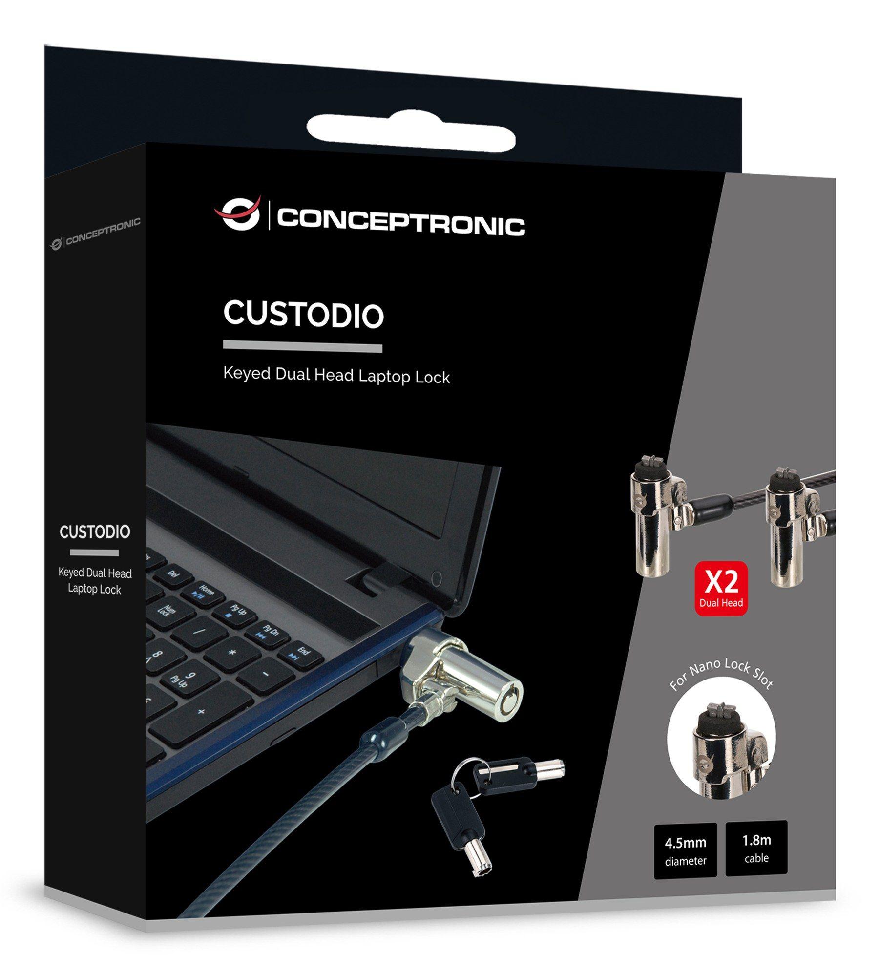 Cadeado Antirroubo CONCEPTRONIC CUSTODIO02BNTM (Computador portátil - 2 botões - Nano - Preto) — miniatura 3