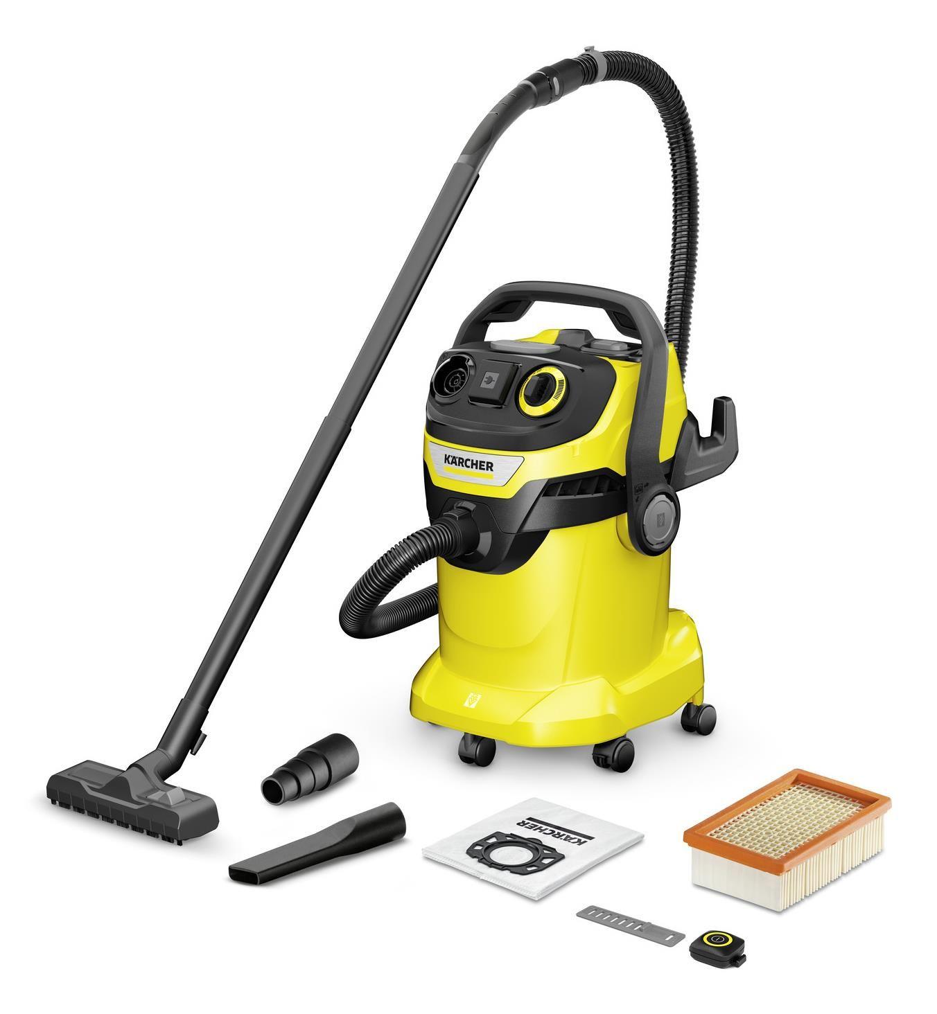 Aspirador de Tambor KARCHER WD 5 Control P 25/5/22 (Altura 65,3 cm - 25 l - Degraus, chão, piso duro - Preto/Amarelo)