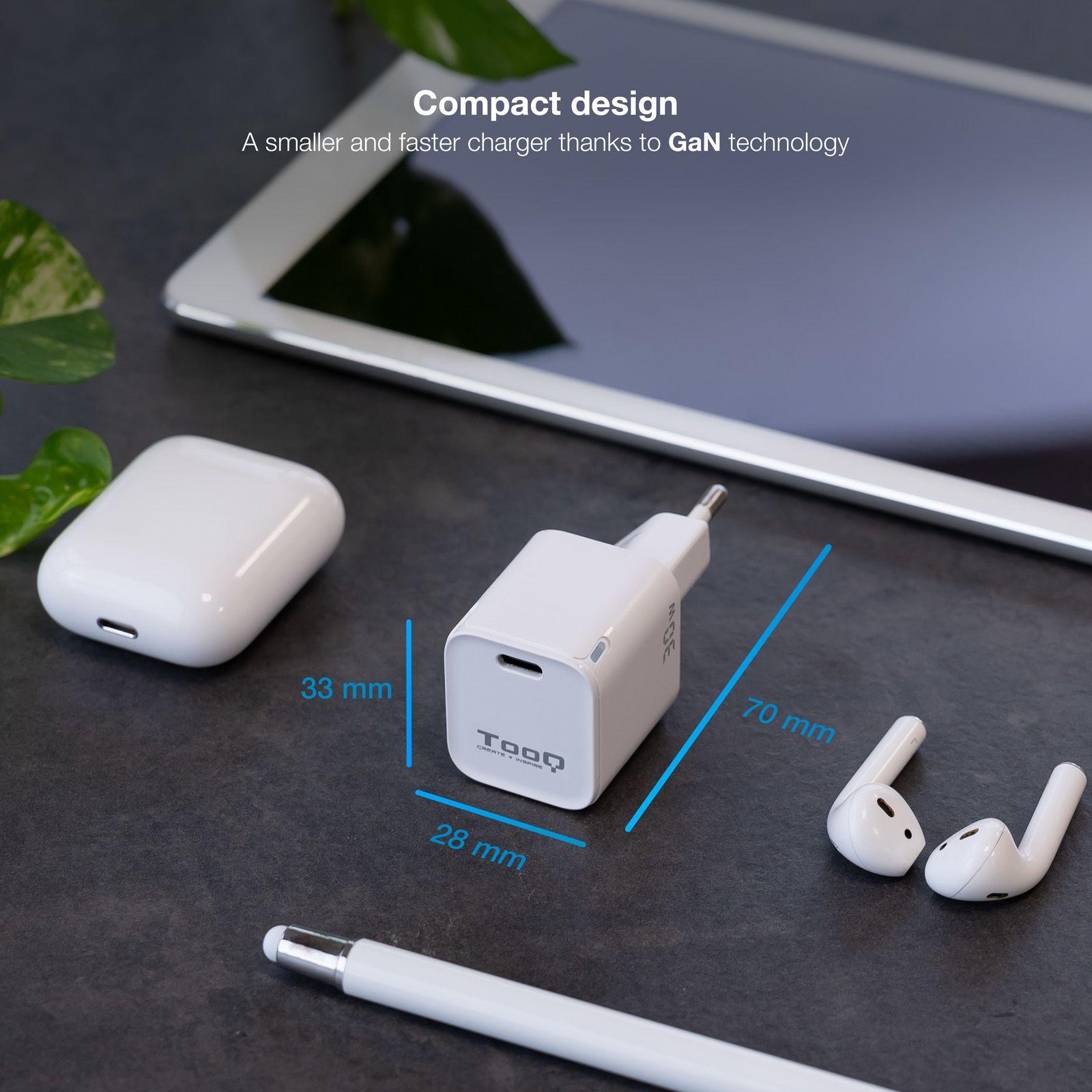 Carregador de Parede TOOQ TQWC-GANPD30WT (30 W - Branco), miniatura 3