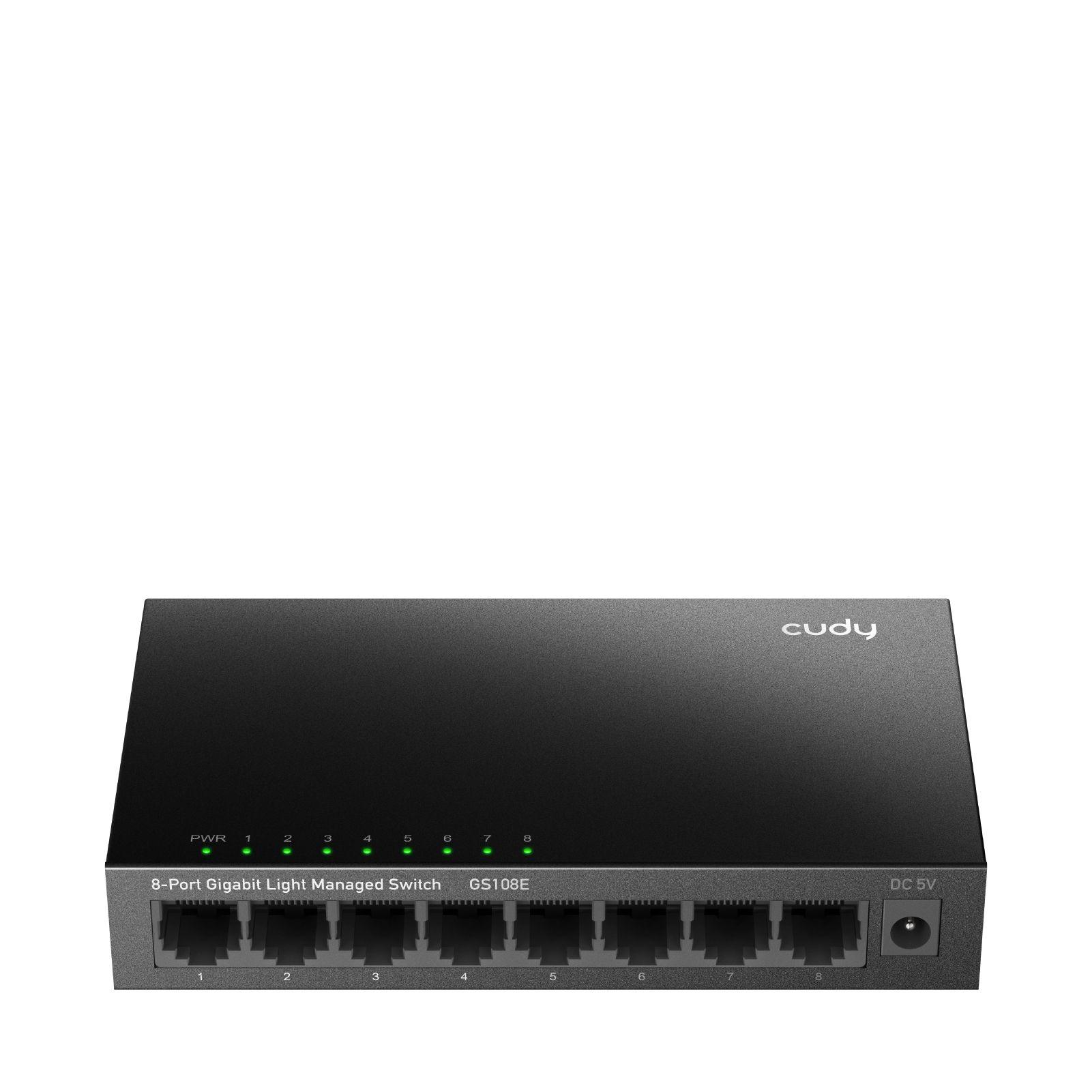 Switch Smart Managed CUDY GS108E 1.0 (Gigabit Ethernet - 10/100/1000 Mbps - 0,5 MB - Preto)