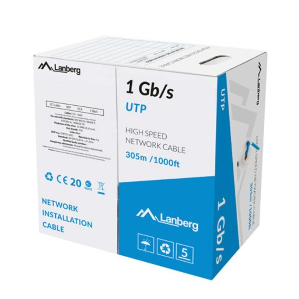Cabo de Rede LANBERG LCU6-10CC-0305-B (305 m - Cat6 - Azul)