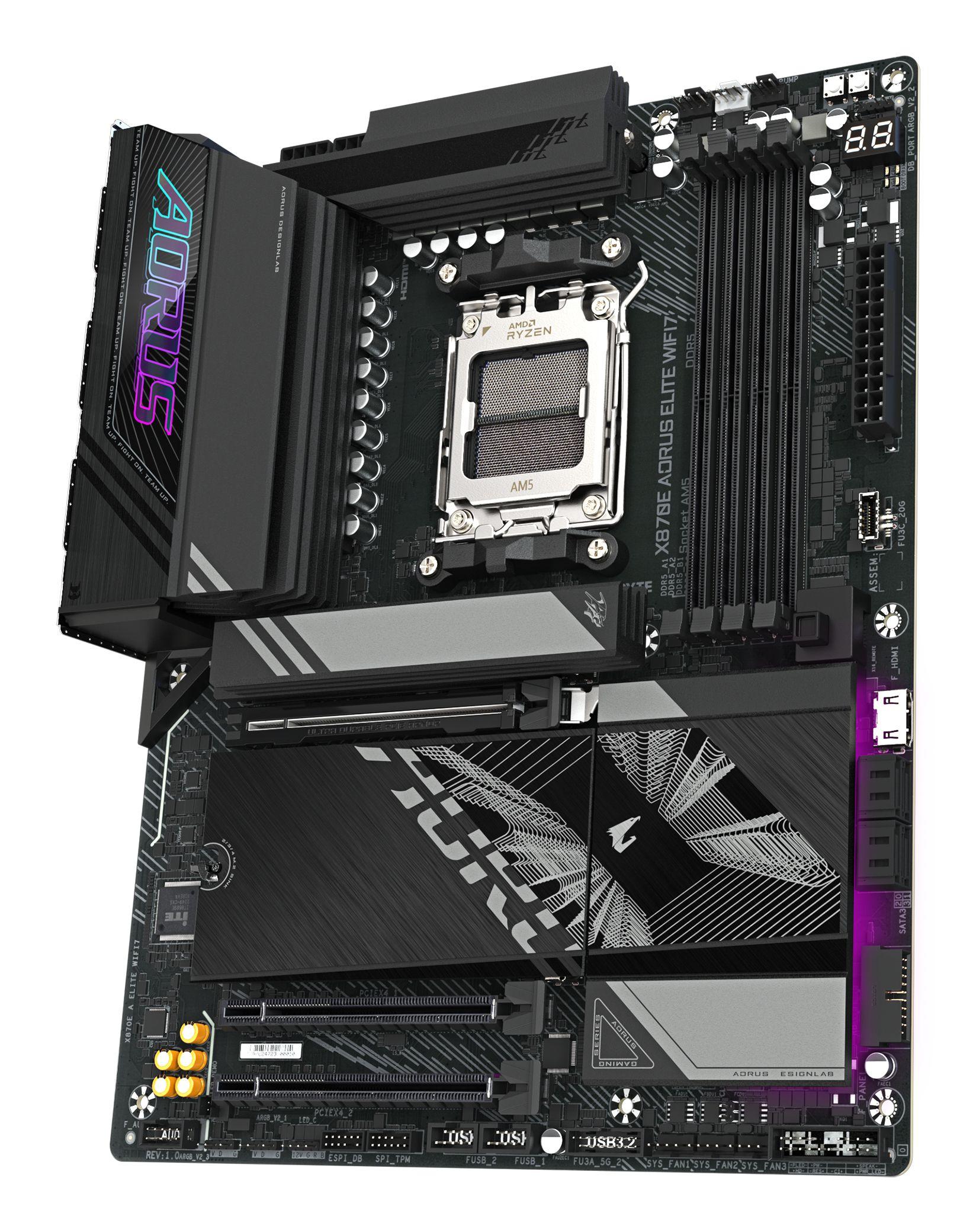 Motherboard GIGABYTE X870E AORUS ELITE WIFI7 (AM5 - ATX - Duplo canal - Preto), miniatura 4