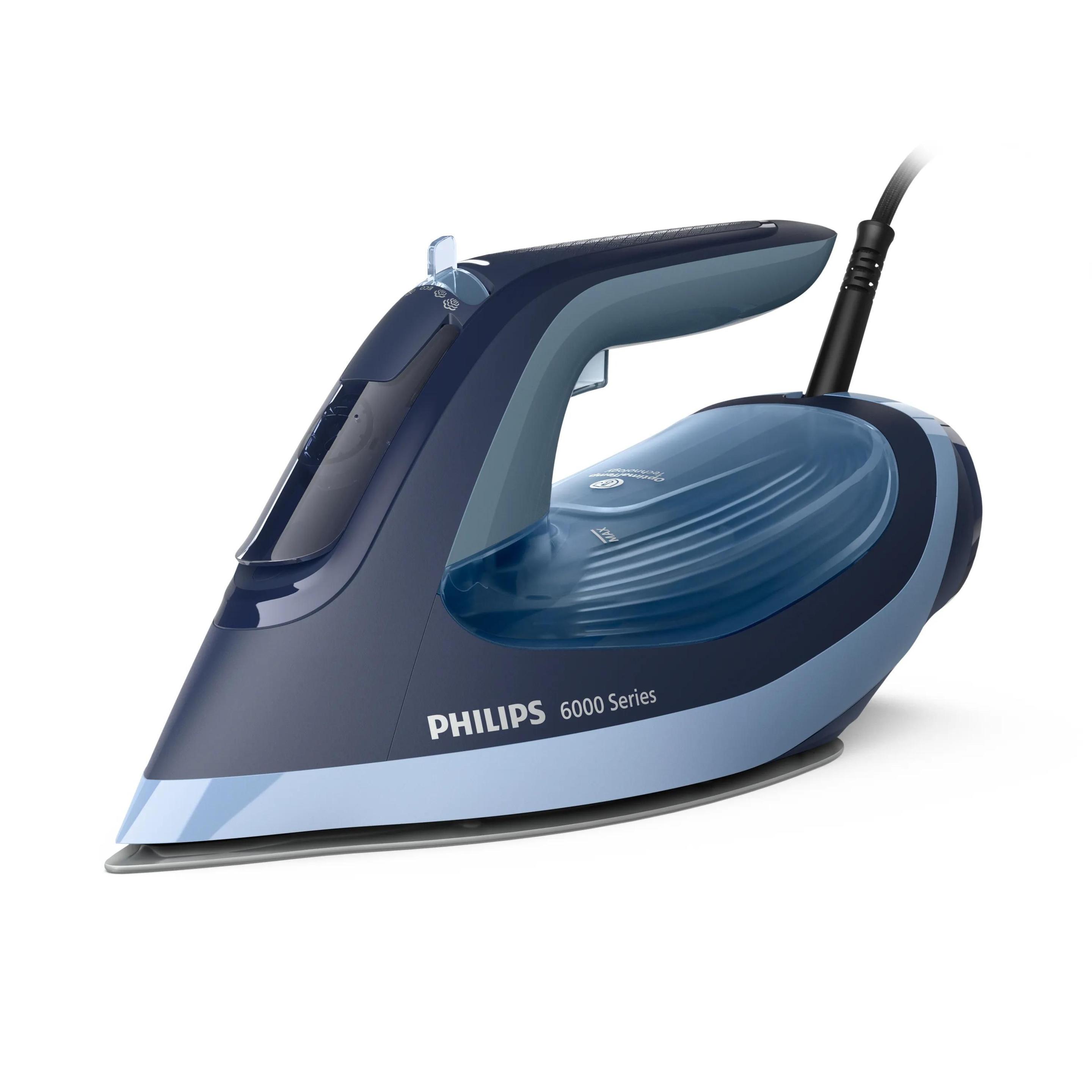 Ferro de Engomar PHILIPS Série 6000 DST6120/20 (2600 W - 0,3 l - Base SteamGlide Plus - Azul)