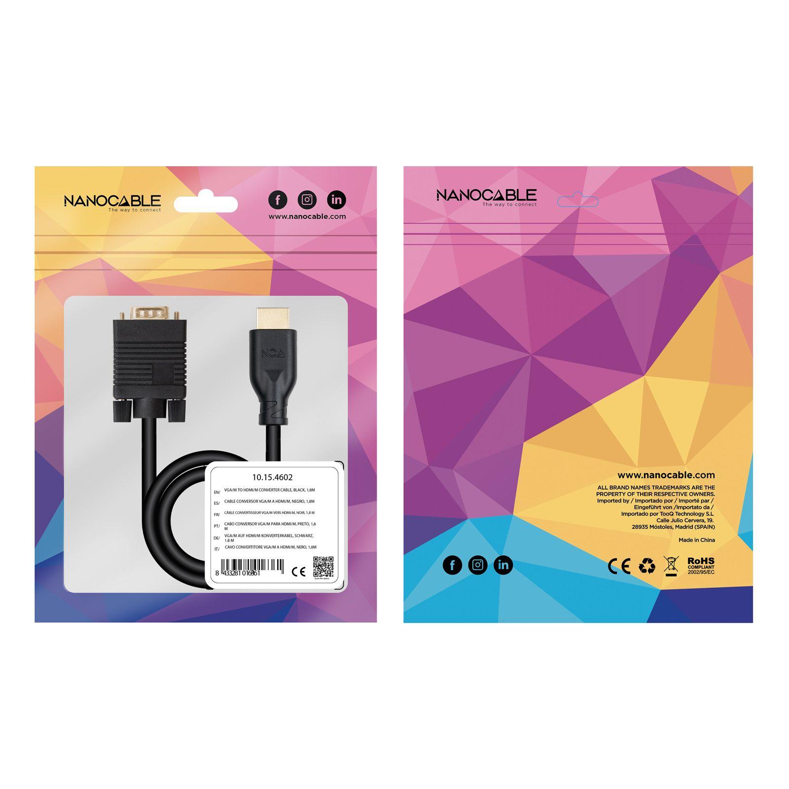 Cabo Conversor NANOCABLE 10.15.4602 (1,8 m - 60 Hz - Preto) — miniatura 6