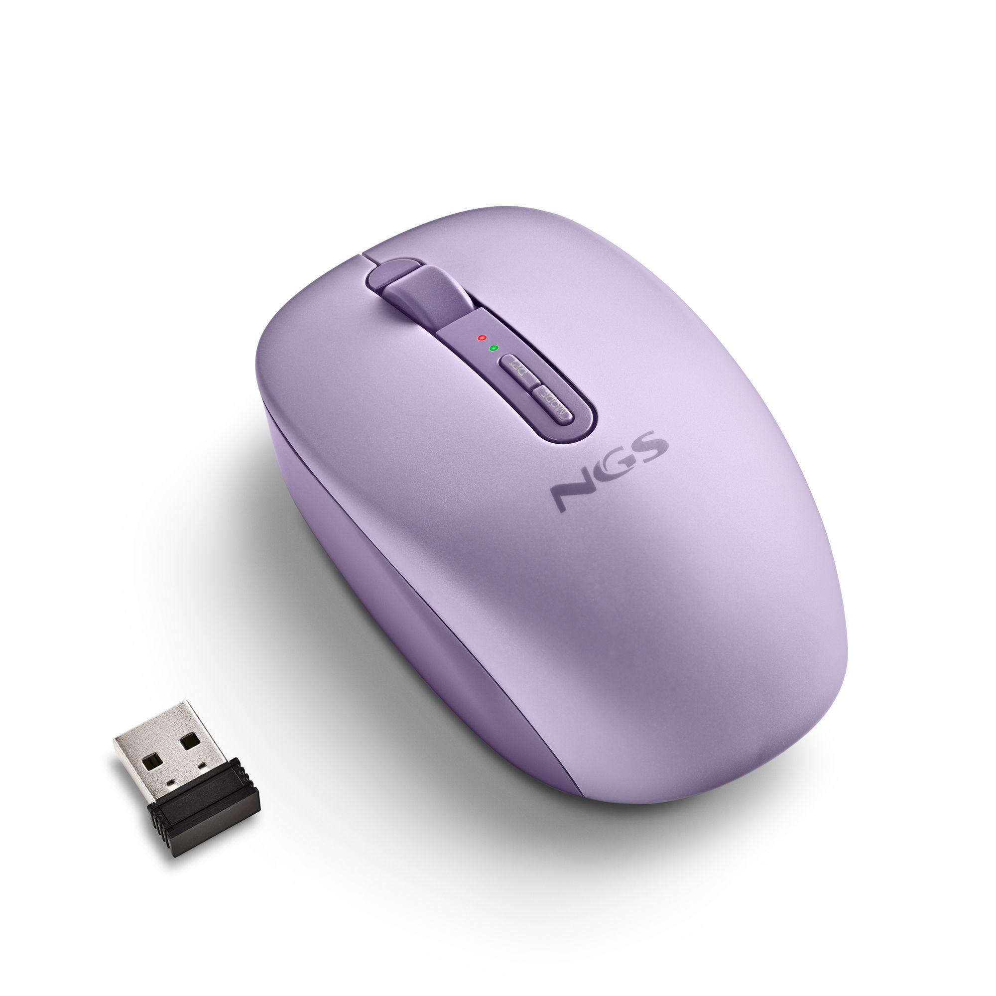 Rato NGS Fog Dual (Ambidestro - 1600 DPI - RF Wireless+Bluetooth - Roxo) — miniatura 2
