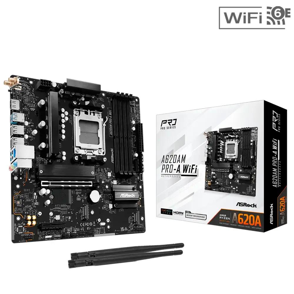 Motherboard ASROCK A620AM Pro-A WiFi (AM5 - Micro-ATX - AMD RDNA 2 - Preto), miniatura 2