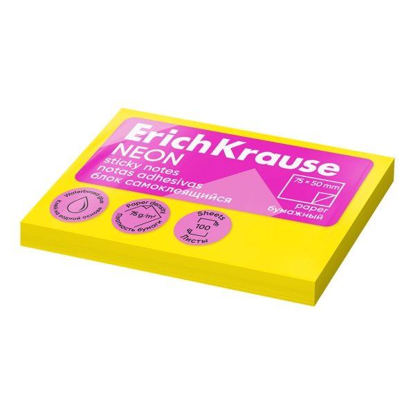 Bloco de Notas Adesivas ERICHKRAUSE 61687 (Amarelo Néon)