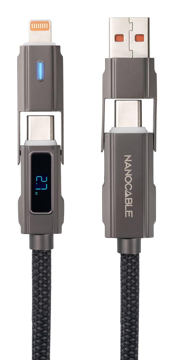 Cabo USB 4 em 1 NANOCABLE 10.01.2501 (1 m - USB C/Lightning - USB A/USB C - Preto)