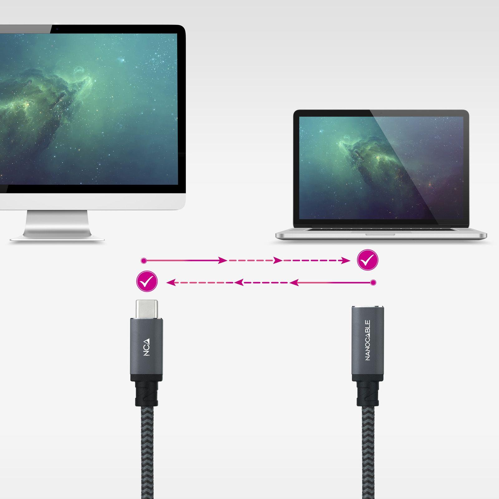 Cabo de Extensão USB-C NANOCABLE 10.01.4502-COMB (2 m - USB C - Preto) — miniatura 4