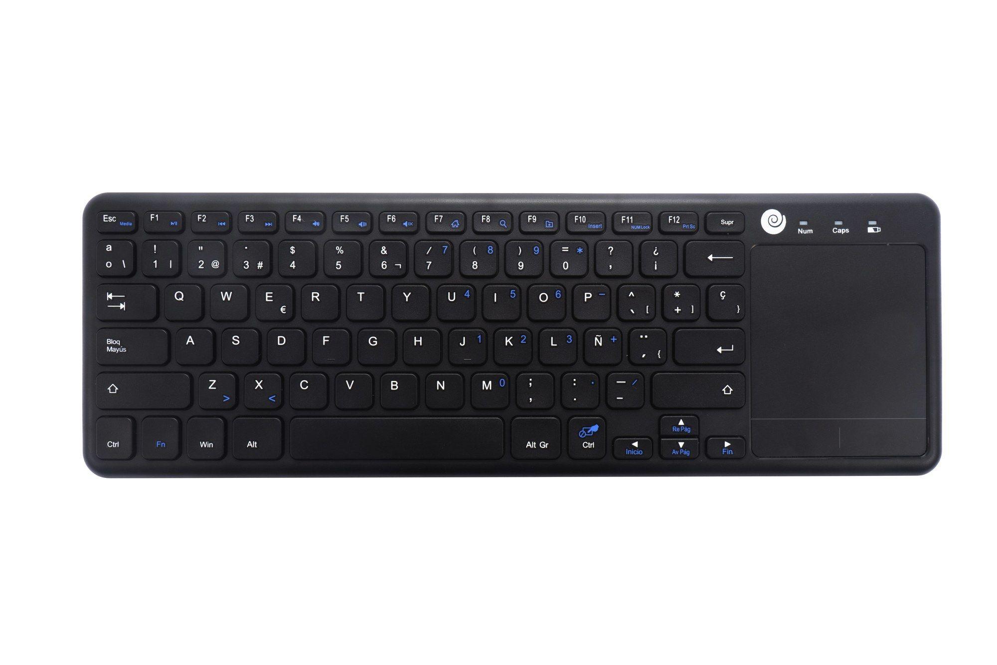 Teclado COOLBOX TEW01-BK (Espanhol - Em frente/linha reta - RF Wireless - Preto)