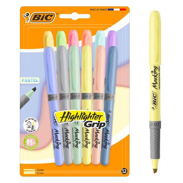 Marcadores Fluorescentes BIC Highlighter Grip Pastel (Cores Sortidas)