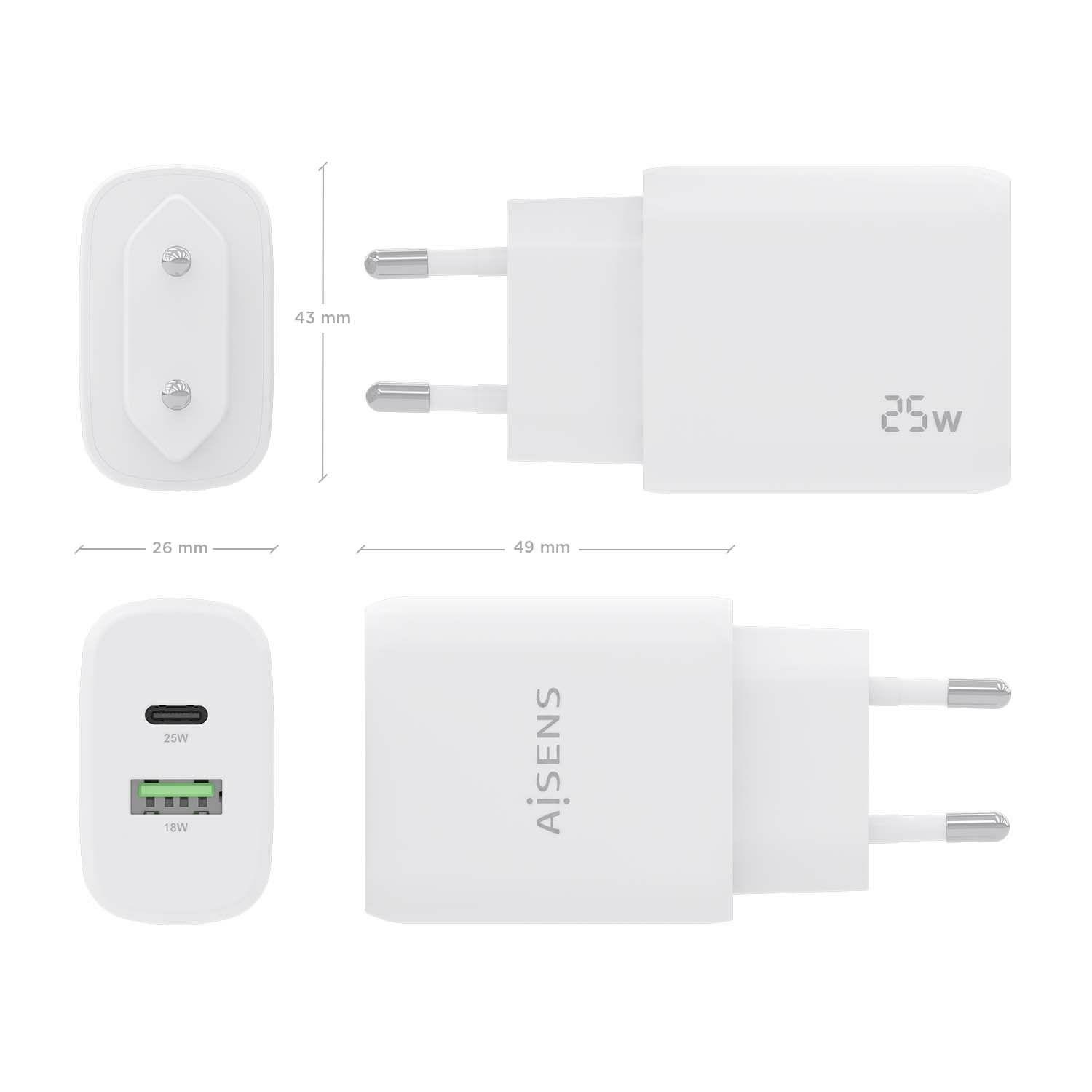 Carregador de Parede AISENS A110-0758 (25 W - Branco), miniatura 4