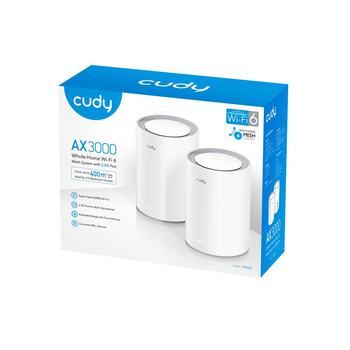 Sistema Mesh CUDY M3000(2-PACK) V2.0 (Wi-Fi 6 - 2402 Mbit/s - Dual-band - Branco), miniatura 4