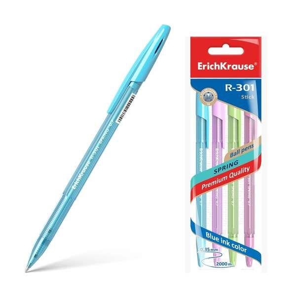 Pack de 4 Esferográficas ERICHKRAUSE R-301 Spring Stick (Tinta Azul)