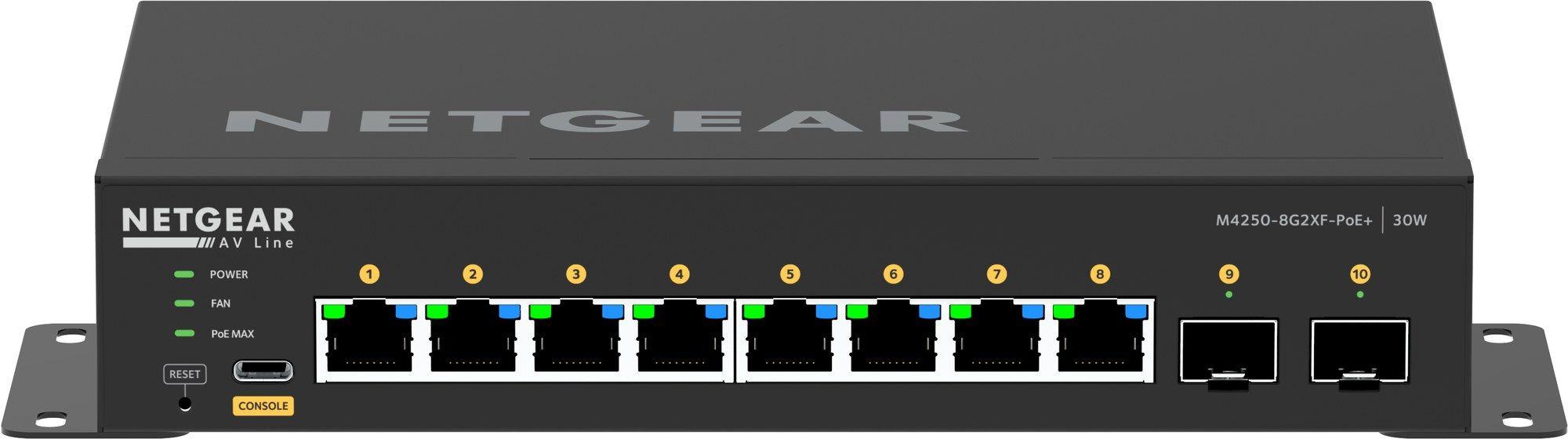 Switch Gerido NETGEAR GSM4210PX-100EUS M4250-8G2XF-PoE+ (Gigabit Ethernet - 2 x 10 Gigabit - 24 Gbit/s - Preto)