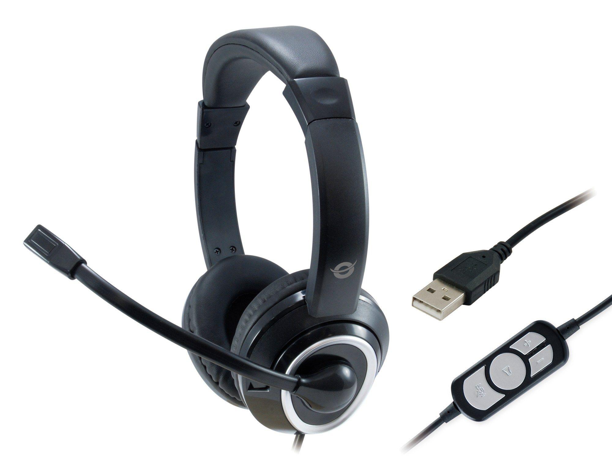 Headset CONCEPTRONIC POLONA01B (Binaural - Com fios - Circum-aural - Preto) — miniatura 2