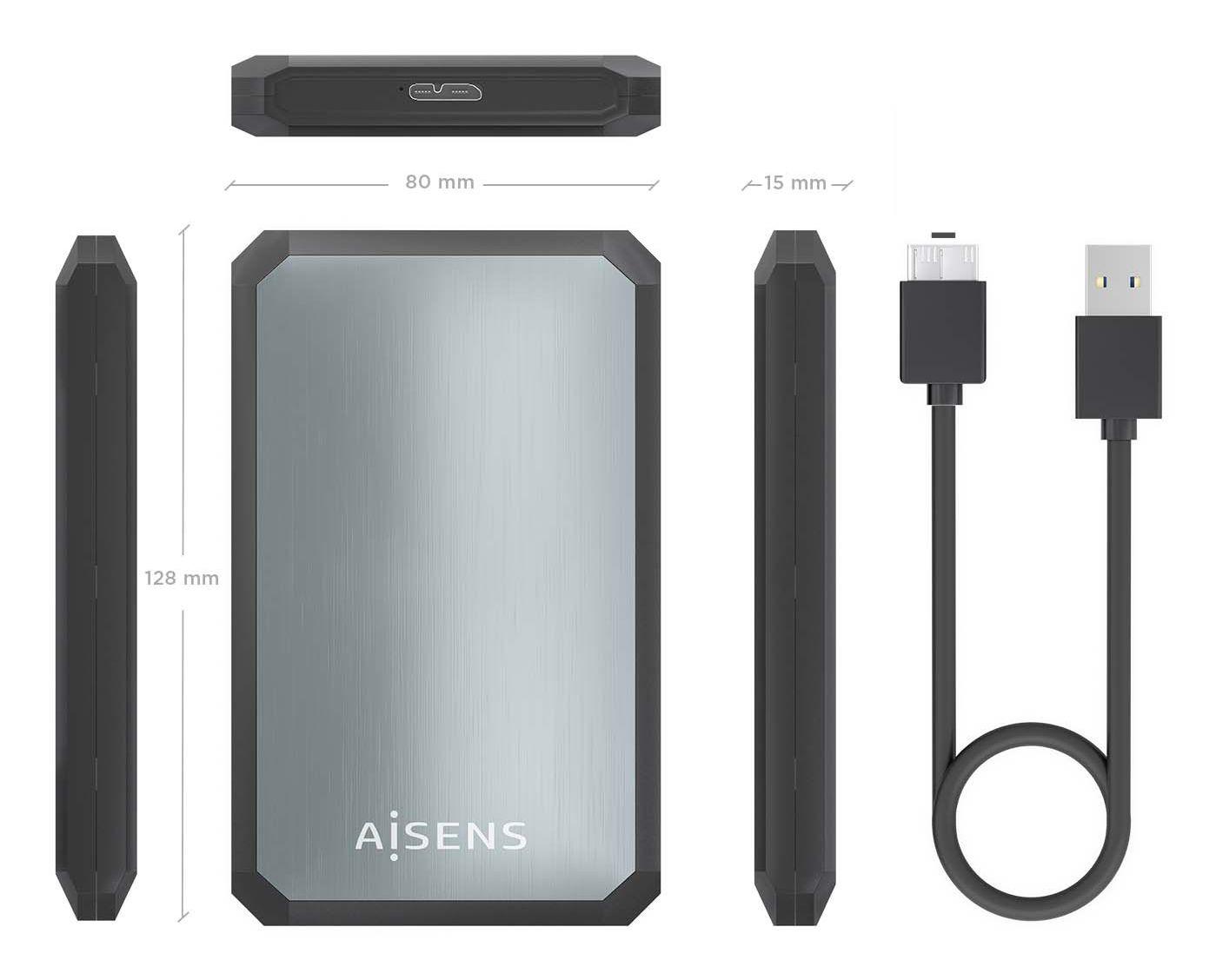 Caixa Externa para Disco AISENS ASE-2529B (2,5" - Preto/Cinzento), miniatura 5