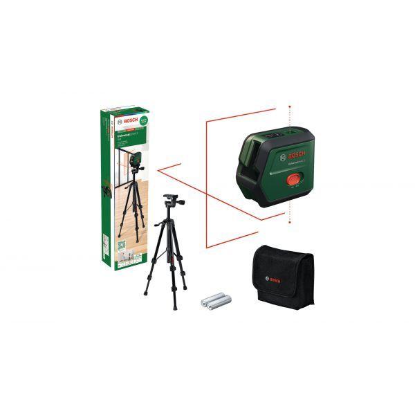 Nível Laser de Linhas Cruzadas BOSCH UniversalLevel 2 Set (1,5 V - 2 pilhas AA - AA - Preto e Verde)