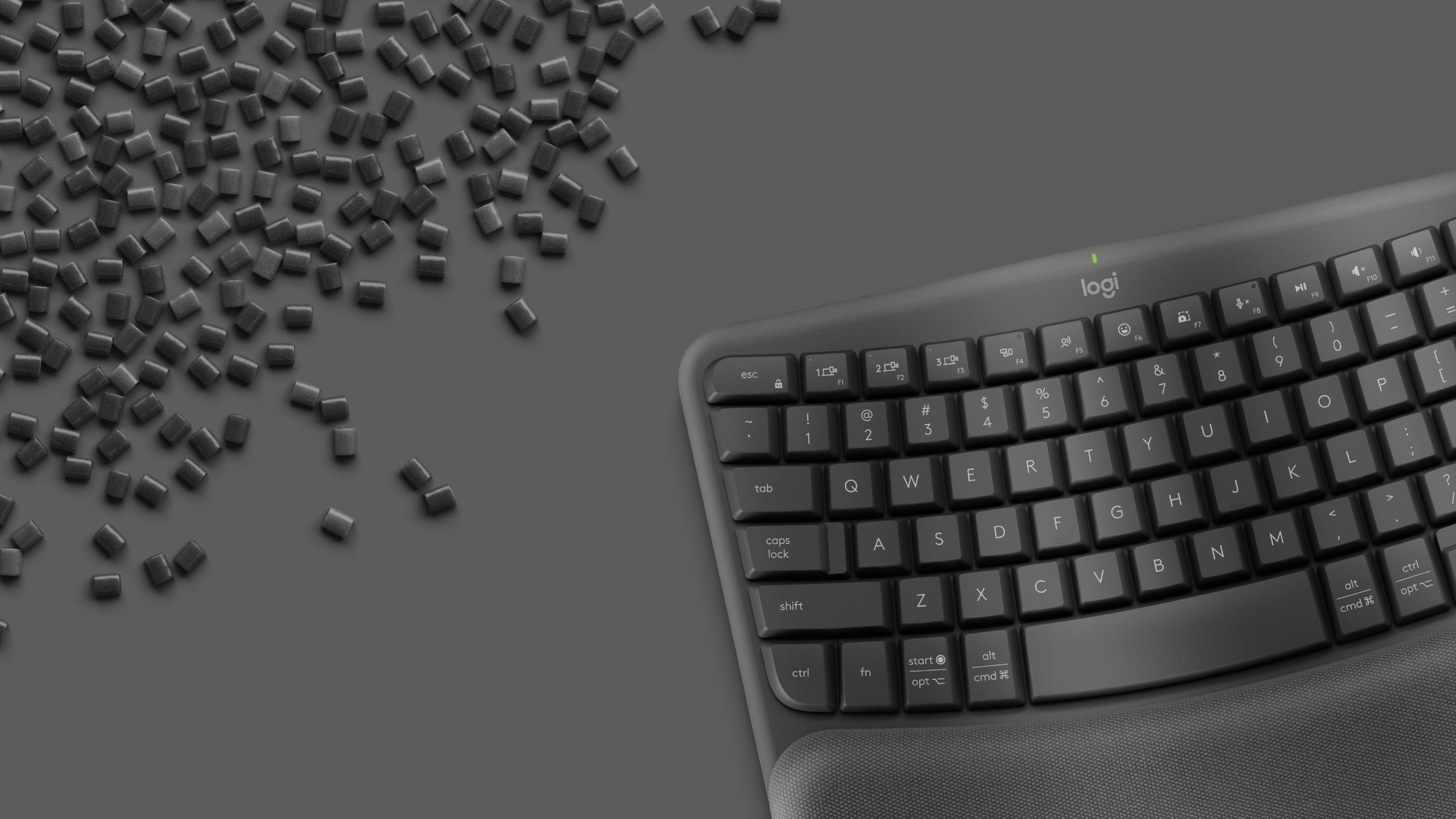 Teclado LOGITECH Wave Keys (Alemão - Interruptor de membrana - Tamanho completo - Grafite) — miniatura 4