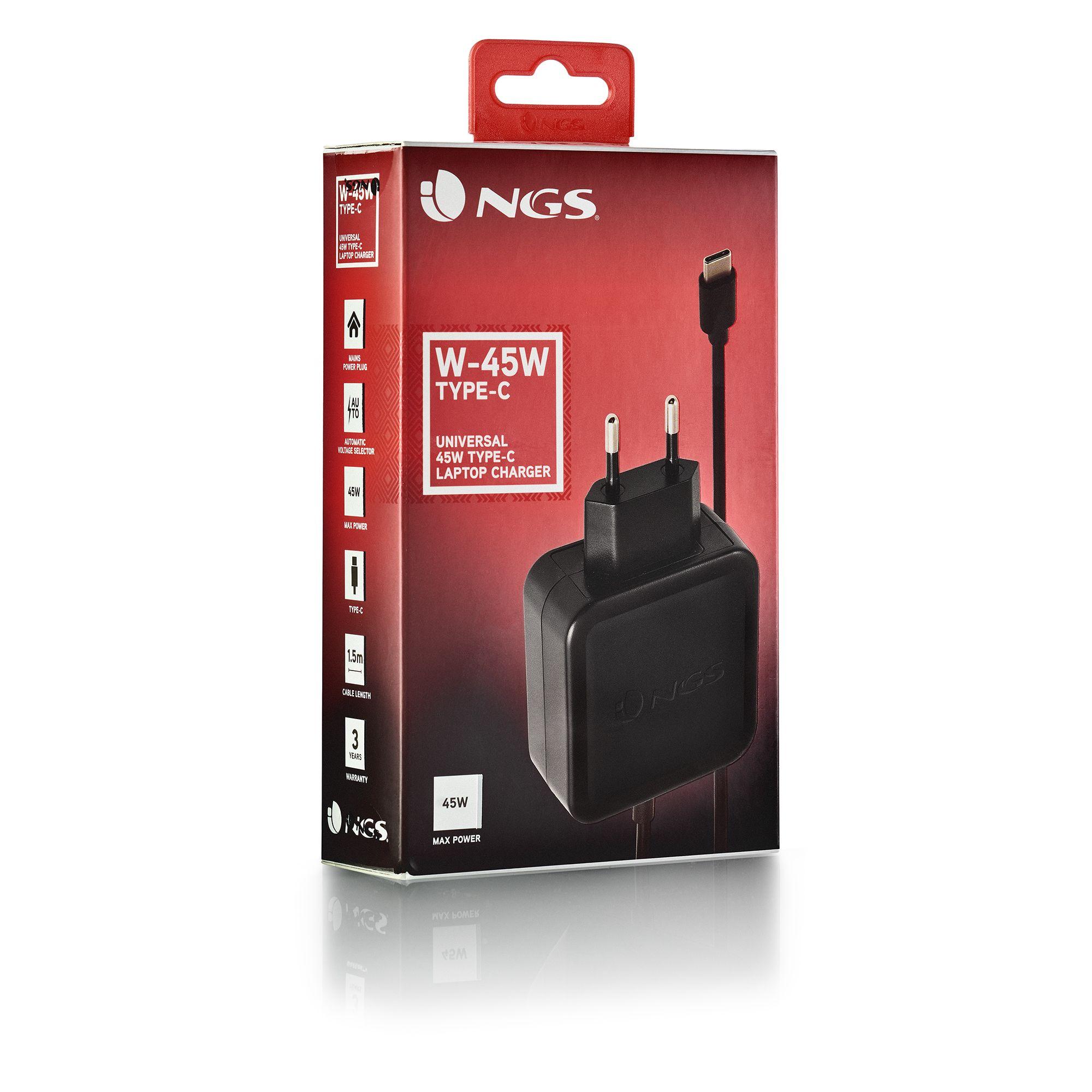 Carregador de Portátil NGS W-45WTYPEC (45 W - 1 A - 2,25 A - Preto) — miniatura 6
