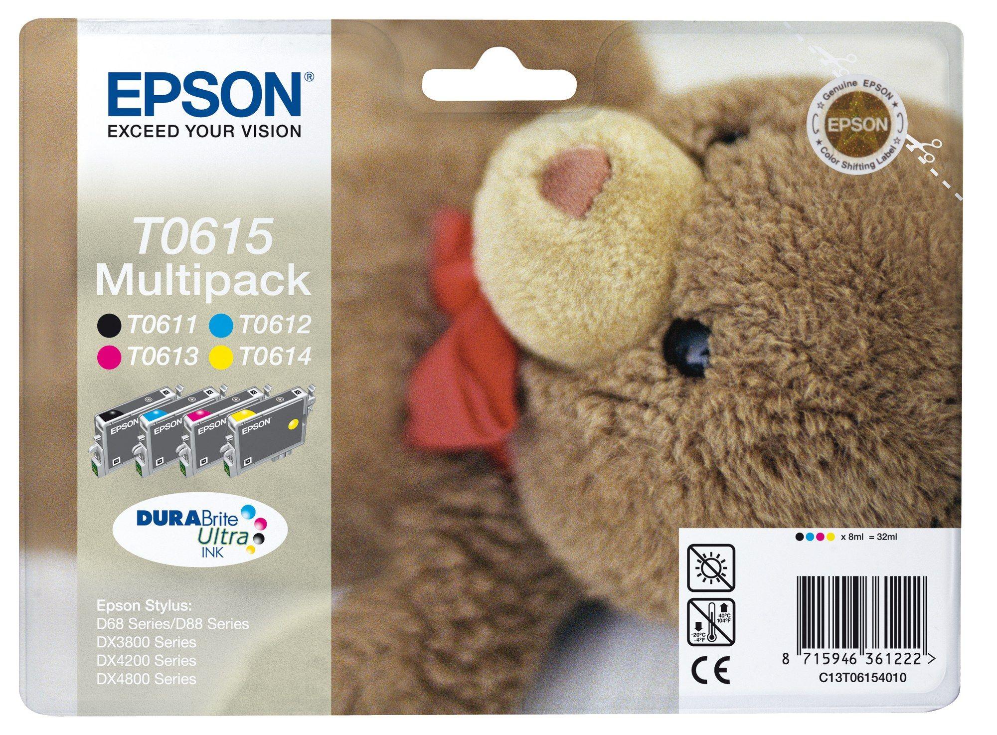 Pack de 4 Tinteiros EPSON T0615 (C13T06154010 - Stylus DX4850/DX4800/DX4200/DX3850/DX3800/D88+/D88/D68 Photo Edition - Preto/Ciano/Magenta/Amarelo)