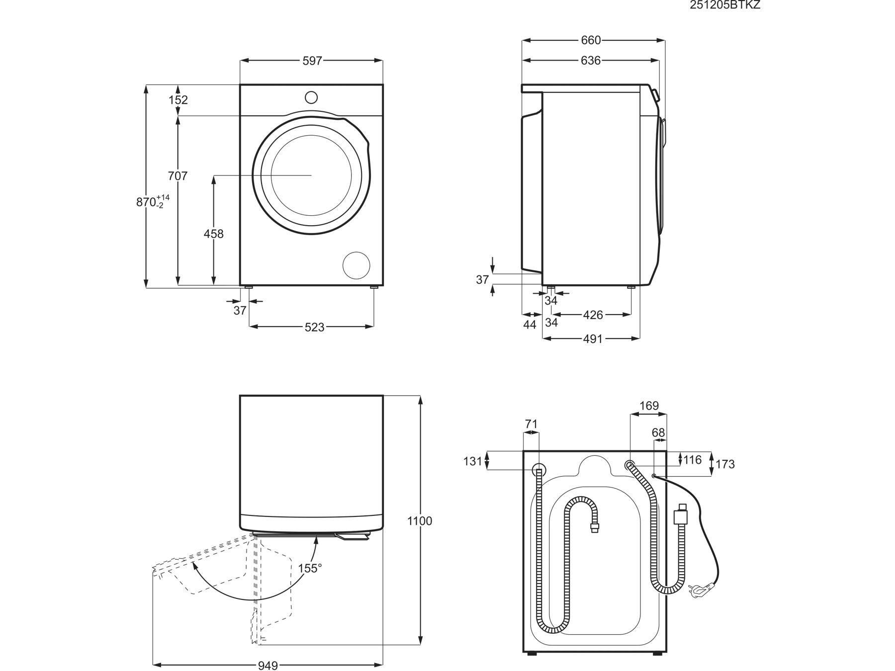 Máquina de Lavar e Secar Independente AEG LWR9816O1C (B - 10 kg - 6 kg - Preto e Branco), miniatura 2
