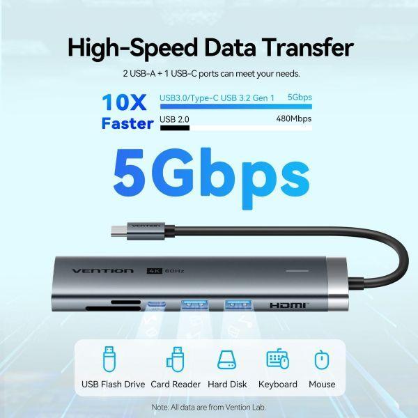 Dock USB-C VENTION TPSHB (Prateado) — miniatura 5