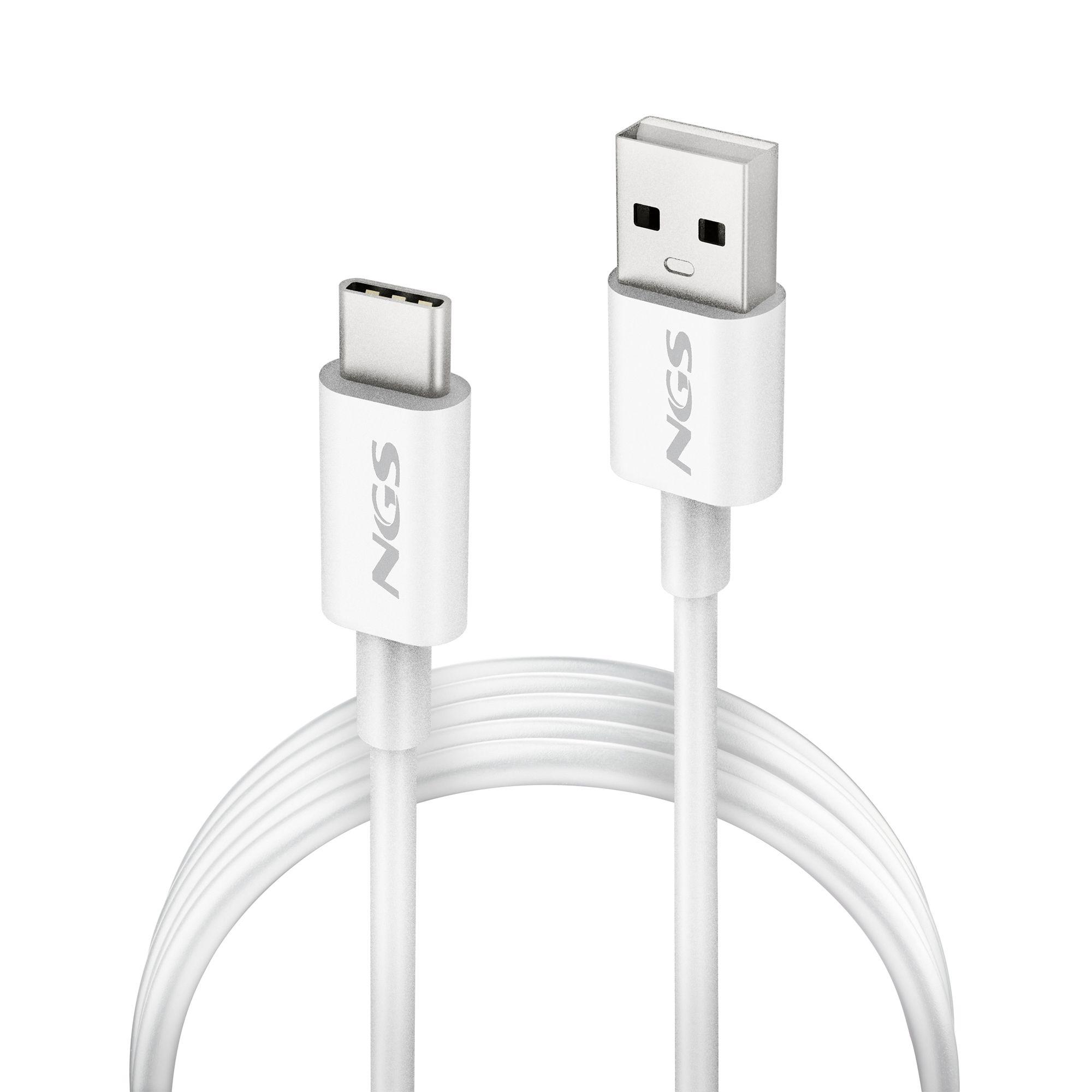 Cabo USB NGS ZYRO-AC (1 m - USB C - USB A - Branco)