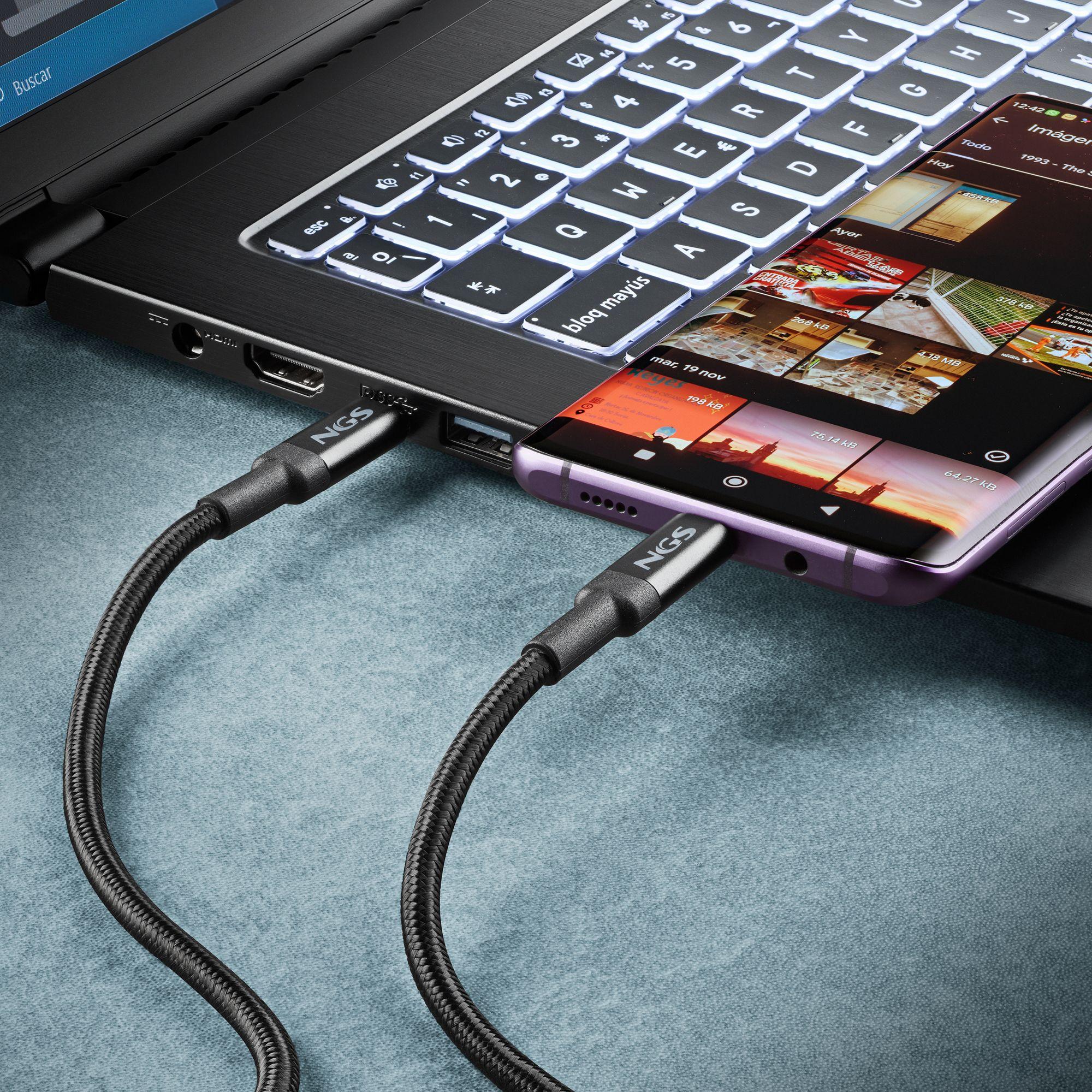 Cabo USB-C NGS KNOT 240W-2 (2 m - USB C - Preto) — miniatura 4