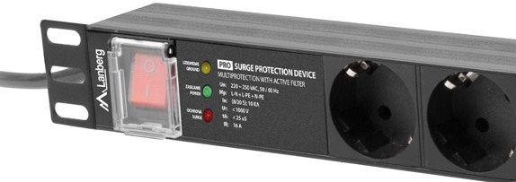 Bloco de Tomadas para Rack LANBERG PDU-PRO-07F-0200-BK (Tipo F - Preto), miniatura 2