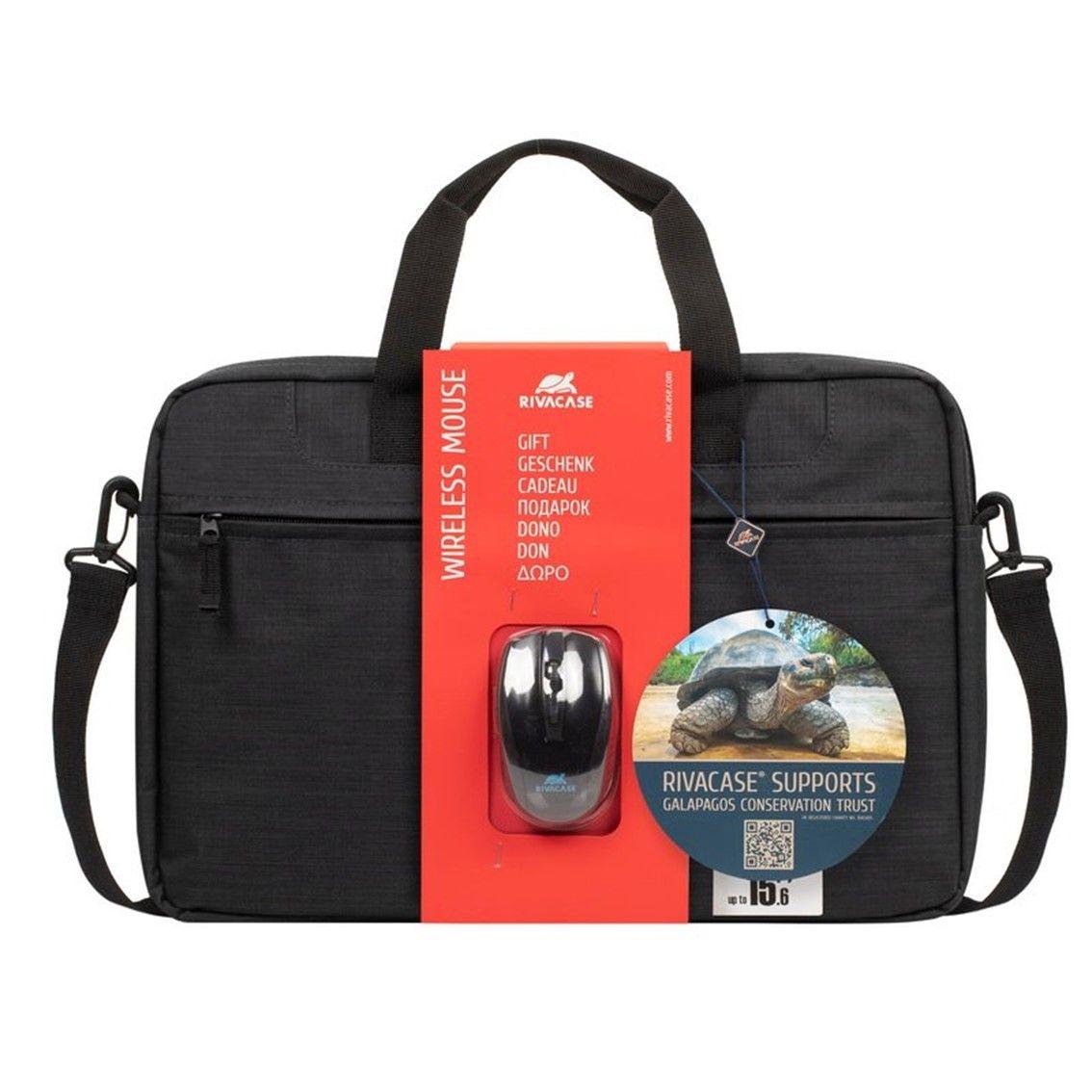 Mala para Portátil RIVACASE 8038 (15,6" - Rato Sem Fios - Preto)