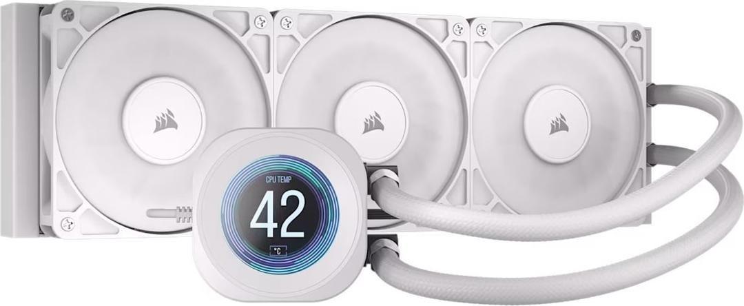 Sistema de Arrefecimento Líquido CPU All-in-One CORSAIR Nautilus RS LCD 360 (LGA 1700, LGA 1851, AM4, AM5 - 12 cm - 3 ventoinhas - Branco)
