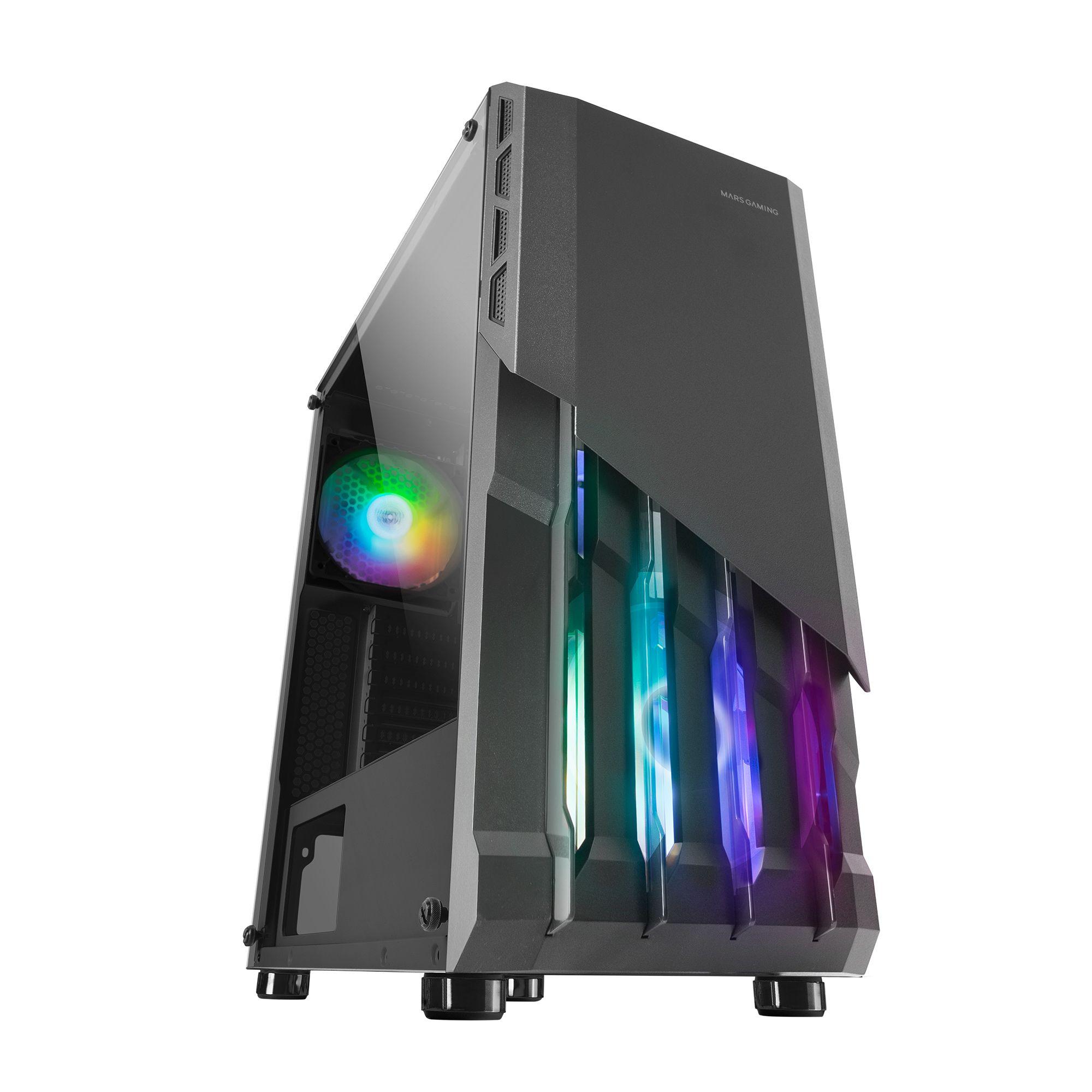 Caixa de Computador ATX MARS GAMING MCX2 (ATX, Micro ATX, Mini-ITX - Semitorre - FRGB fixa - Preto) — miniatura 3