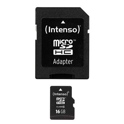 Cartão de Memória INTENSO 3413470 (16GB - Classe 10 - 25 MB/s - Preto)