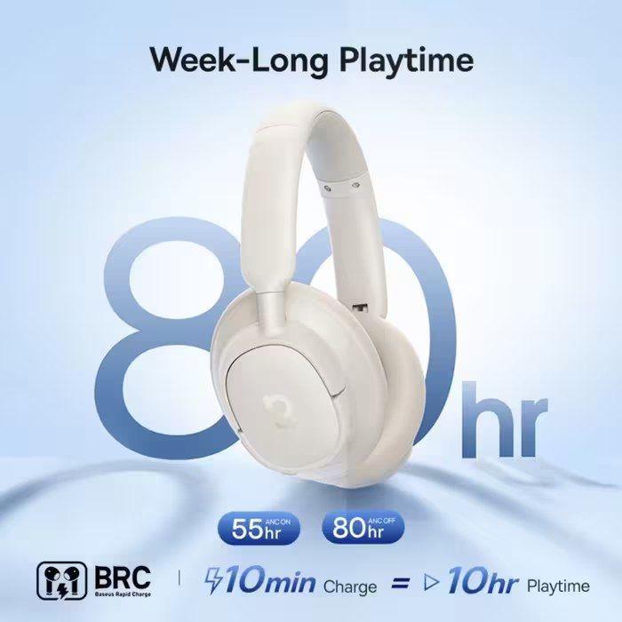 Auscultadores BASEUS Bass BH1 NC (Bluetooth - Sobre a orelha - 40 mm - Branco Starlight) — miniatura 4