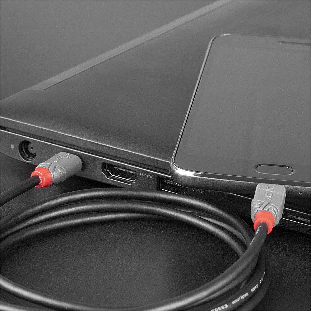Cabo USB-C para Micro-USB B LINDY 36893 (3 m - USB-C macho - Micro-USB B macho - Preto) — miniatura 3