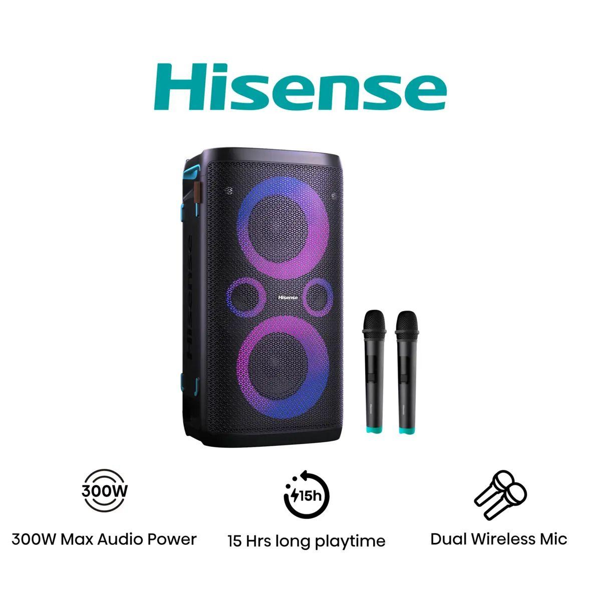 Coluna de Festa HISENSE Party Storm 1 (300 W - Com fios e sem fios - Preto)