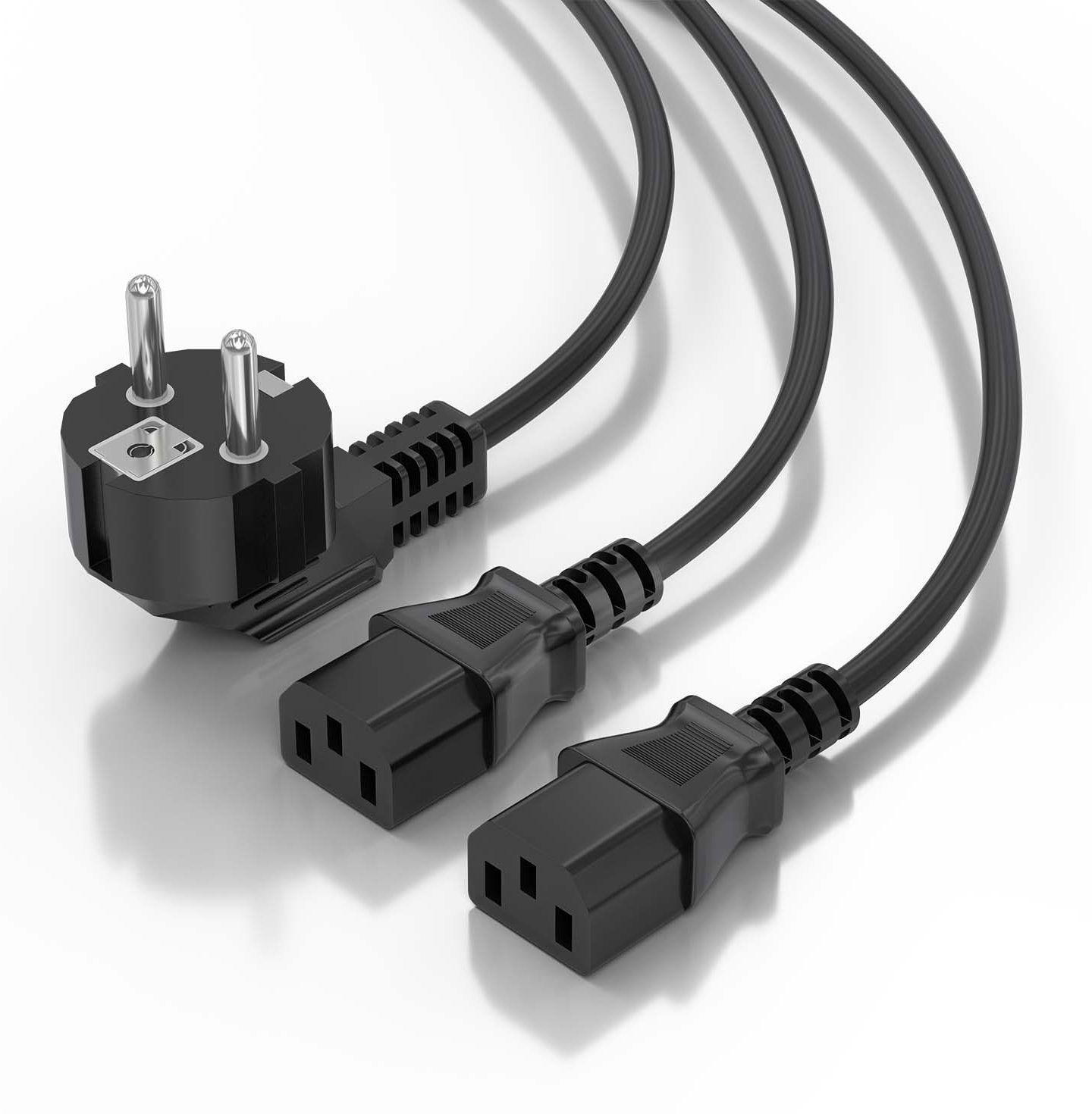 Cabo de Alimentação CPU AISENS A132-0864 (3 m - CEE7/7 - 2 x C13 - Preto) — miniatura 3
