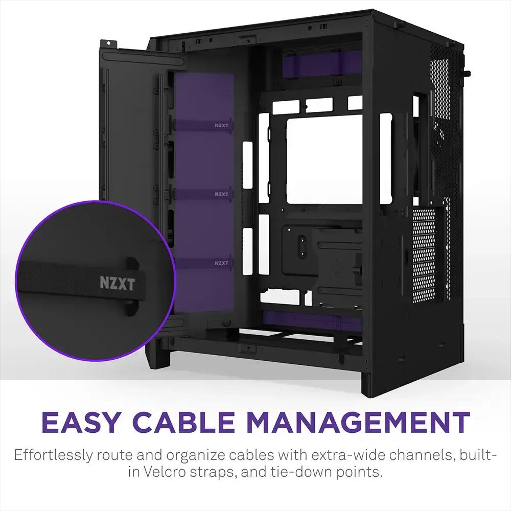 Caixa PC NZXT H9 Flow RGB (2025) (ATX, EATX, micro ATX, Mini-ITX - Midi Tower - Vidro temperado, SGCC, rede - Preto) — miniatura 5