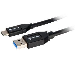 Cabo USB-A para USB-C SHARKOON USB 3.2 Gen 2 (1 m - Preto/Azul-claro), miniatura 2