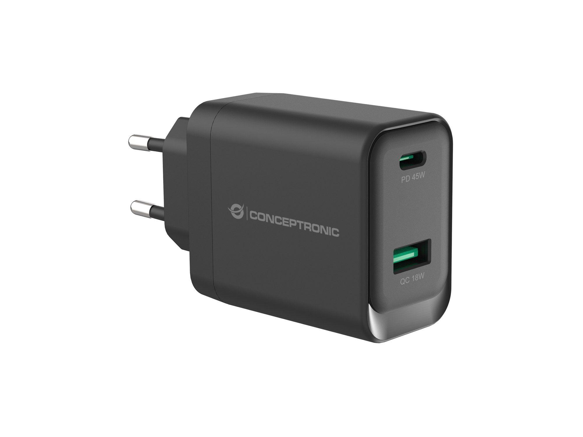 Carregador de Parede CONCEPTRONIC ALTHEA20B45 (45 W - Preto)
